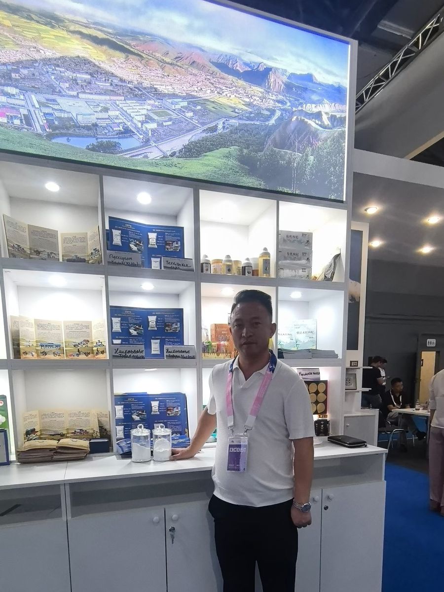 Qinghai stand with product catalogues and samples